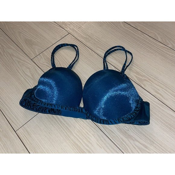 Jezebel 24750 Shiny Lightly Padded Bra Underwire Womens 34B Teal Green - Picture 1 of 6